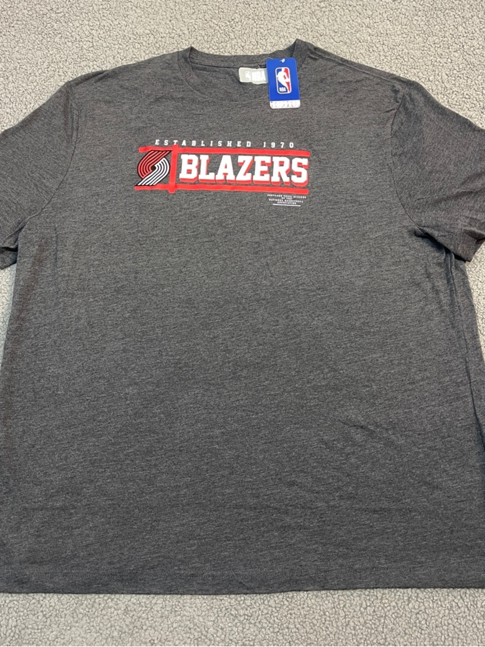 Portland Trail Blazers Mens T-Shirt 2XL Grey NBA Graphic Logo Basketball Tee